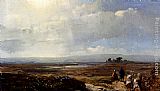 Andreas Schelfhout Travellers In An Extensive Landscape painting